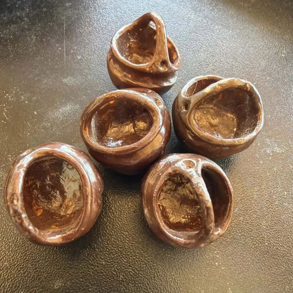 VNTG Clay Pots 20 - Redware Cazuelas Barro Dollhouse Folk Art Miniatures